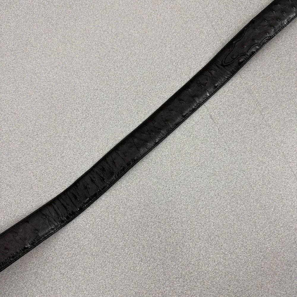 Tony Lama Belt Mens 34 Black Ostrich Print Leather Western Cowboy 1373L USA Made